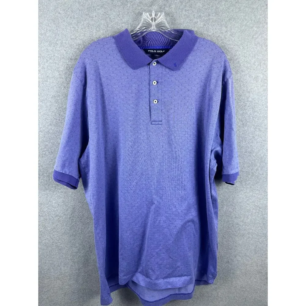 Ralph Lauren Polo Golf Shirt‎ Size XL Blue Short Sleeve Pima Cotton Geometric